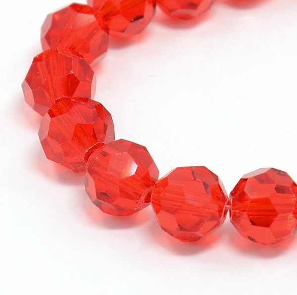 FACETED ROUND CRYSTAL GLASS BEADS 8mm 6mm 4mm RED SUN CATCHER