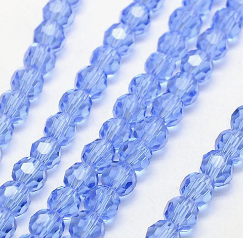 FACETED ROUND CRYSTAL GLASS BEADS SKY BLUE SUN CATCHER 8mm 6mm 4mm