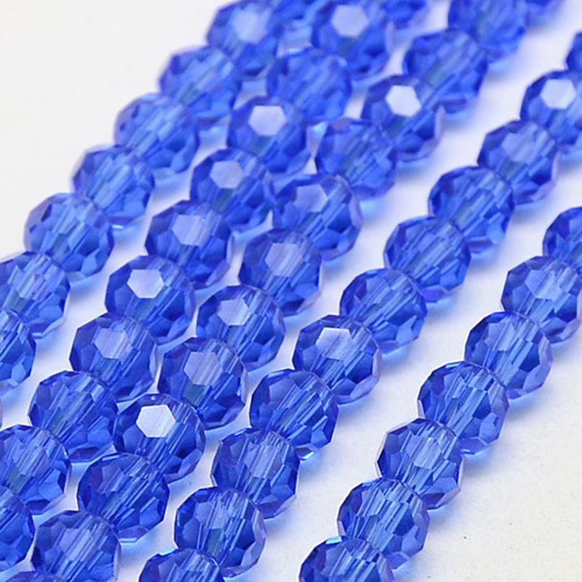 FACETED ROUND CRYSTAL GLASS BEADS ROYAL BLUE SUN CATCHER 8mm 6mm 4mm