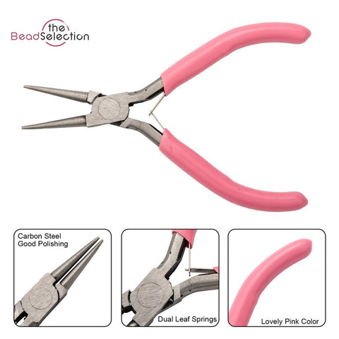 PINK ROUND NOSED PLIERS JEWELLERY MAKING BEADING TOOLS