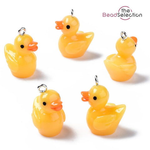 10 RUBBER DUCK YELLOW 3D RESIN CHARMS PENDANTS 23mm  JEWELLERY MAKING C293