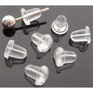 200 SOFT CLEAR RUBBER HYPOALLERGENIC EARRING BACKS STOPPERS 4mm x