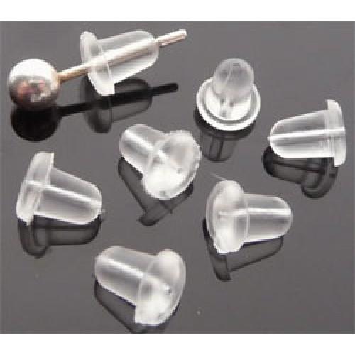 200 SOFT CLEAR RUBBER HYPOALLERGENIC EARRING BACKS STOPPERS 4mm x 4mm AB24