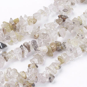 PREMIUM QUALITY RUTILATED QUARTZ GEMSTONE CHIP BEADS 10mm - 5mm 200 Beads GC1