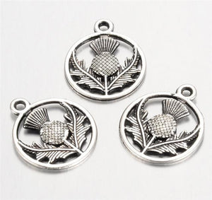 20 Scottish Thistle Charms Pendants 19mm Tibetan Silver Jewellery Making C69