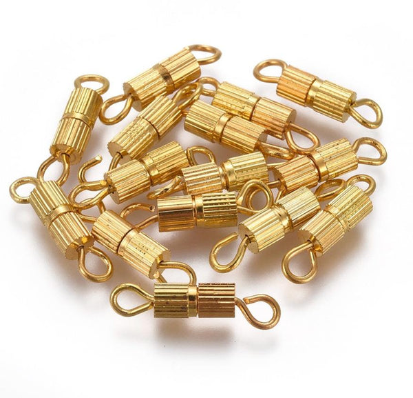 20 SCREW BARREL CLASPS 14mm GOLD PLATED TOP QUALITY AG31