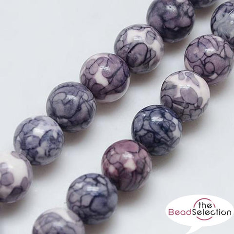 30 PREMIUM QUALITY OCEAN JADE PURPLE PINK GREY ROUND GEMSTONE BEADS 6mm GS7