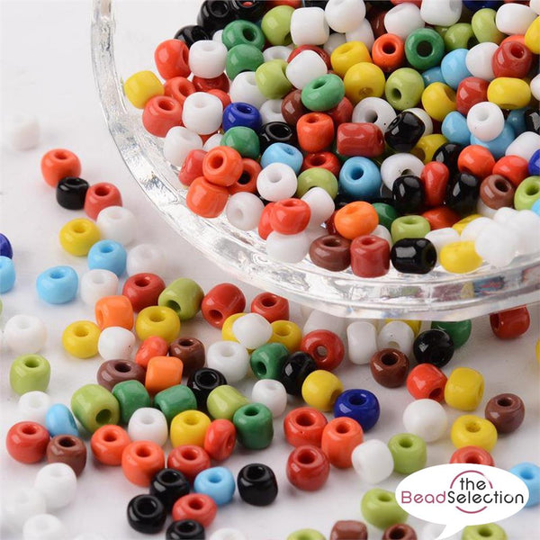 100g OPAQUE GLASS SEED BEADS 11/0 2mm 8/0 3mm 6/0 4mm ASSORTED COLOURS