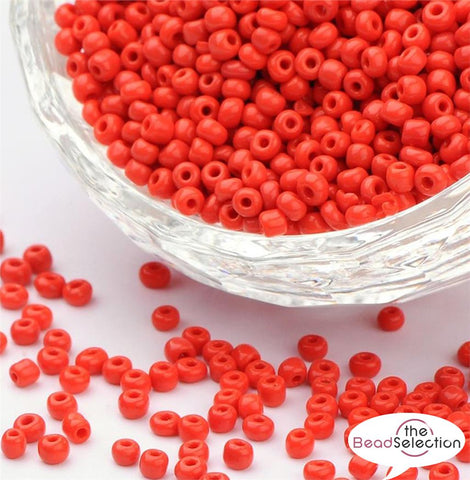 100g RED OPAQUE GLASS SEED BEADS 11/0 2mm 8/0 3mm 6/0 4mm