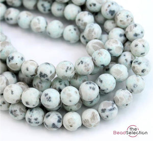 30 Frosted Kiwi Sesame  Jasper Natural Gemstone Beads 6mm Jewellery Making GS118