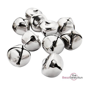 10 LARGE SILVER RINGING JINGLE BELLS CHARMS 25mm XMAS TOP QUALITY BELL15