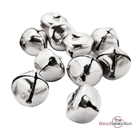 80 SILVER RINGING JINGLE BELLS CHARMS 10mm XMAS TOP QUALITY BELL6