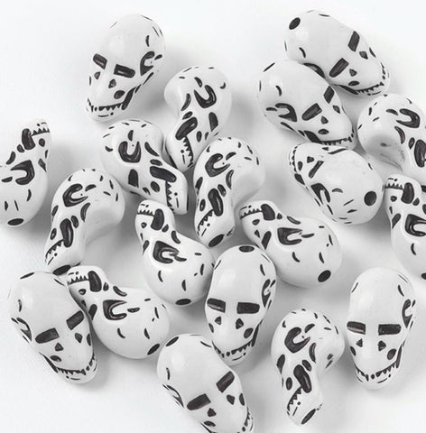 15 SKULL BEADS 22mm ACRYLIC WHITE LARGE 2.5mm HOLE TOP QUALITY ACR159