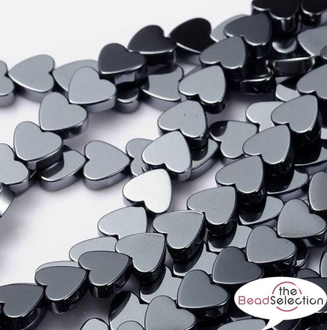 PREMIUM QUALITY FLAT HEART HEMATITE BEADS 6mm HEM28