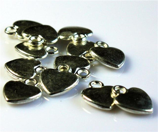20 Small Heart Charms Silver Plated Pendants 12mm Top Quality C91