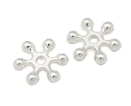 100 8mm or 10mm SNOWFLAKE SPACER BEADS XMAS Silver or Gold