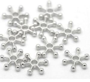 50 per bag 12mm SNOWFLAKE SPACER BEADS SILVER PLATED TS133
