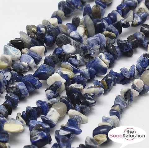 BLUE SODALITE GEMSTONE CHIP 13mm - 8mm 250+ Beads 1 STRAND CHAKRA STONES GC17