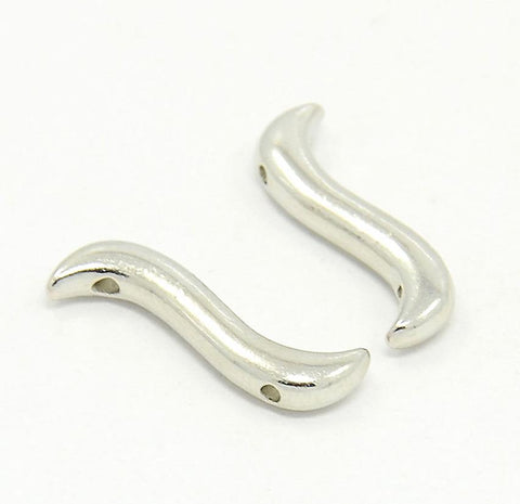 20 TIBETAN SILVER SPACER BARS CURVED 2 HOLE STRAND 19mm TOP QUALITY TS76