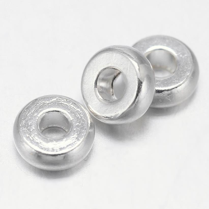 10 ROUND FLAT DISC DONUT SPACER BEADS 6mm BRIGHT TIBETAN SILVER TS104