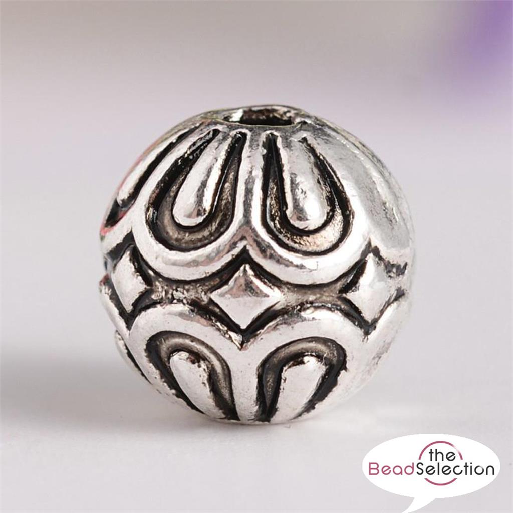 20 TIBETAN SILVER ROUND SPACER BEADS CHARMS 9mm JEWELLERY MAKING TS100
