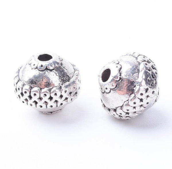 10 TIBETAN SILVER ROUND SPACER BEADS CHARMS LARGE 12mm TOP QUALITY TS101
