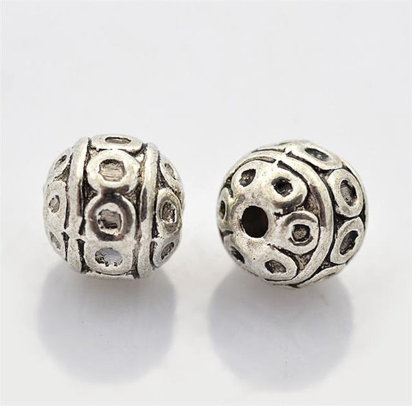 20 TIBETAN SILVER ROUND SPACER BEADS 8mm JEWELLERY MAKING ( TS28 )