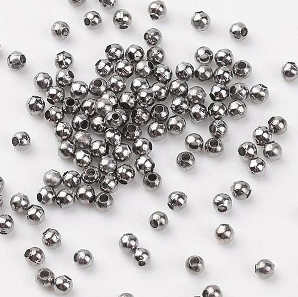 ROUND SPACER BEADS GUNMETAL BLACK PLATED 2mm 3mm 4mm TOP QUALITY