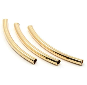 TOP QUALITY GOLD PLATED CURVED TUBE SPACER 30mm x 3mm HOLE 2.5mm T5