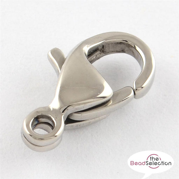 5 POLISHED STAINLESS STEEL 304 LOBSTER TRIGGER CLASPS 12mmJEWELLERY MAKING STA12