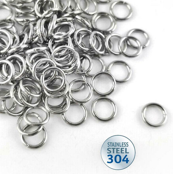 200 STAINLESS STEEL 304 JUMP RINGS 4mm 5mm 6mm 8mm 9mm 10mm VERY STRONG 1mm