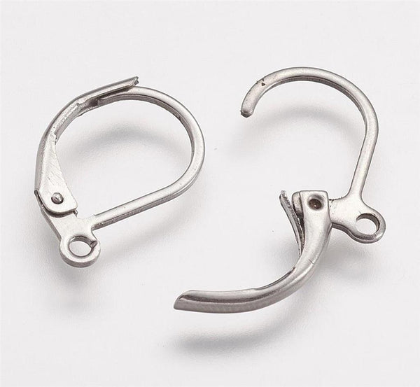 20 SURGICAL STAINLESS STEEL 316 HYPOALLERGENIC LEVER BACK EARRINGS 16mm STA3