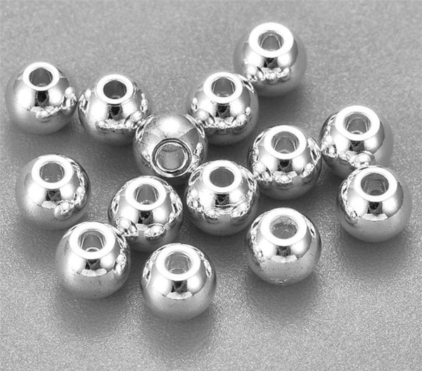20 BRIGHT STAINLESS STEEL 304 ROUND SPACER BEADS 4mm JEWELLERY MAKING STA14
