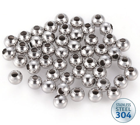 50 STAINLESS STEEL 304 ROUND SPACER BEADS 4mm JEWELLERY MAKING STA8