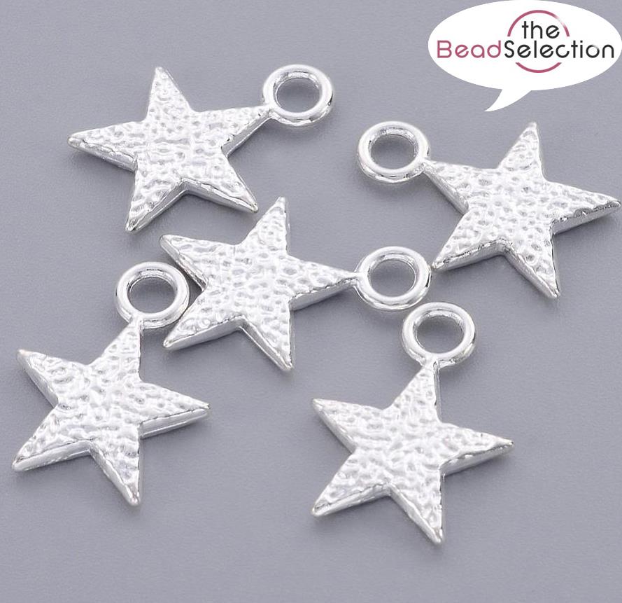 10 LARGE STAR CHARMS PENDANTS TIBETAN SILVER 20mm x 15mm 3D TOP QUALITY C203