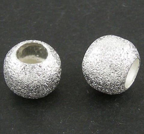 20 METAL STARDUST BEADS SILVER PLATED 8mm LARGE 4mm HOLE TS91