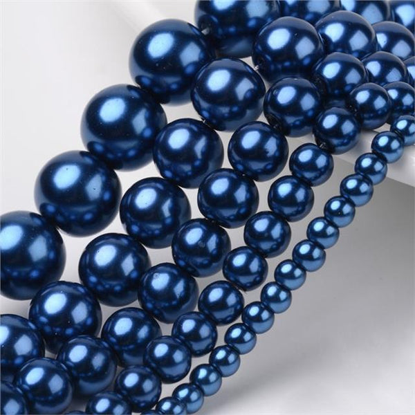 200 TOP QUALITY STEEL BLUE MIXED SIZE GLASS PEARL BEADS 4mm 6mm 8mm 10mm 12mm