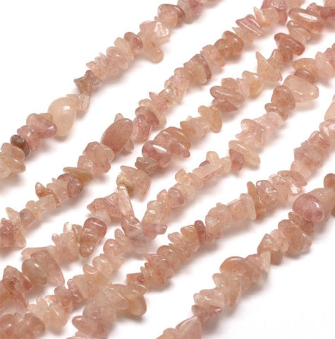 STRAWBERRY QUARTZ GEMSTONE CHIP BEADS 5mm - 8mm 1 strand 240+ GC50