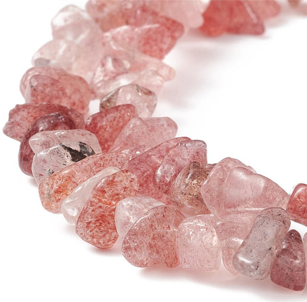 STRAWBERRY QUARTZ GEMSTONE CHIP BEADS 5mm - 8mm 1 strand 240+ GC50