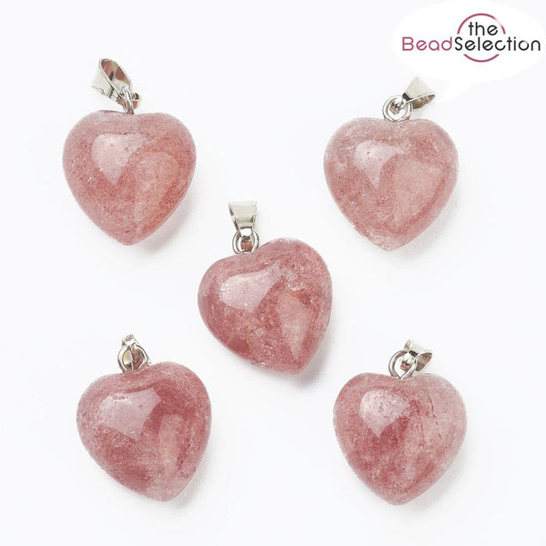 STRAWBERRY QUARTZ GEMSTONE HEART CHARM PENDANT IDEAL GIFT C304