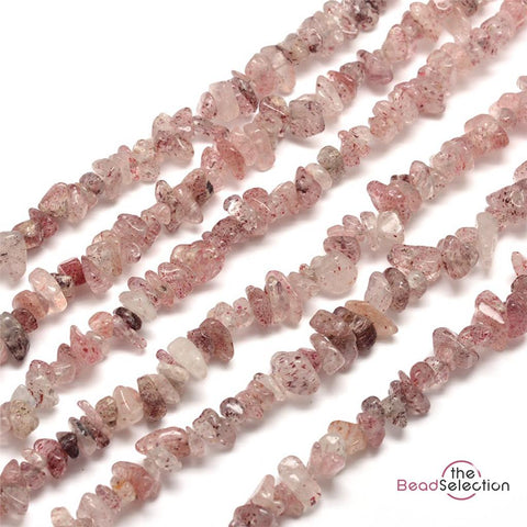 STRAWBERRY QUARTZ SPECKLED GEMSTONE CHIP BEADS 5mm - 8mm 1 strand 240+ GC46