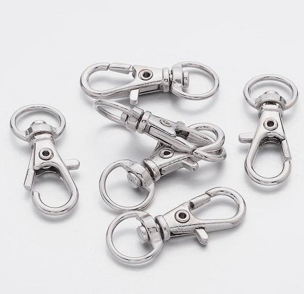 10 LOBSTER TRIGGER SWIVEL CLASPS KEYRING HOOK TOP QUALITY STRONG 32mm AG9