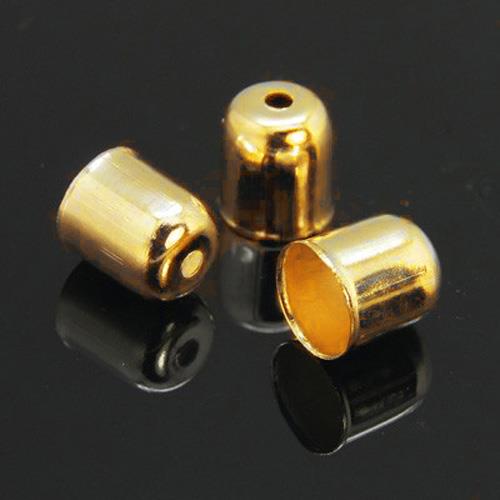 40 CORD TASSEL END CAPS BAIL TIPS 8mm x 7mm HOLE 6mm GOLD PLATED ( AM6 )
