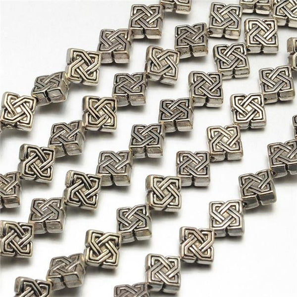 20 TIBETAN SILVER CELTIC KNOT SQUARE SPACER BEADS 7mm JEWELLERY MAKING (TS15)