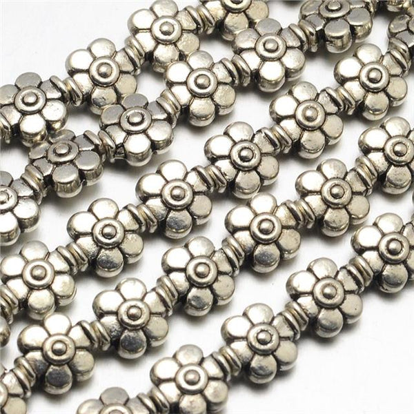 20 TIBETAN SILVER FLOWER SPACER BEADS TOP QUALITY 9mm X 8mm (TS24)