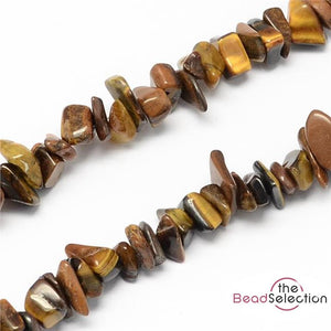 TIGER EYE GEMSTONE CHIP BEADS 10mm - 6mm 1 STRAND 240 Beads CHAKRA STONES GC6