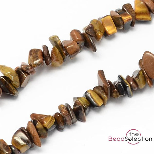 TIGER EYE GEMSTONE CHIP BEADS 10mm - 6mm 1 STRAND 240 Beads CHAKRA STONES GC6