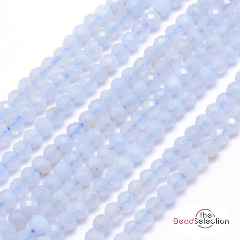 150 TINY BLUE LACE AGATE FACETED ROUND GEMSTONE BEADS 2mm 1 STRAND GS89