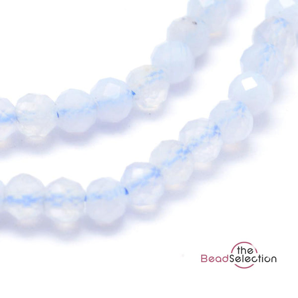 150 TINY BLUE LACE AGATE FACETED ROUND GEMSTONE BEADS 2mm 1 STRAND GS89