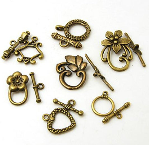 10 x TOGGLE CLASPS MIXED STYLE TOP QUALITY TIBETAN BRONZE    AE5